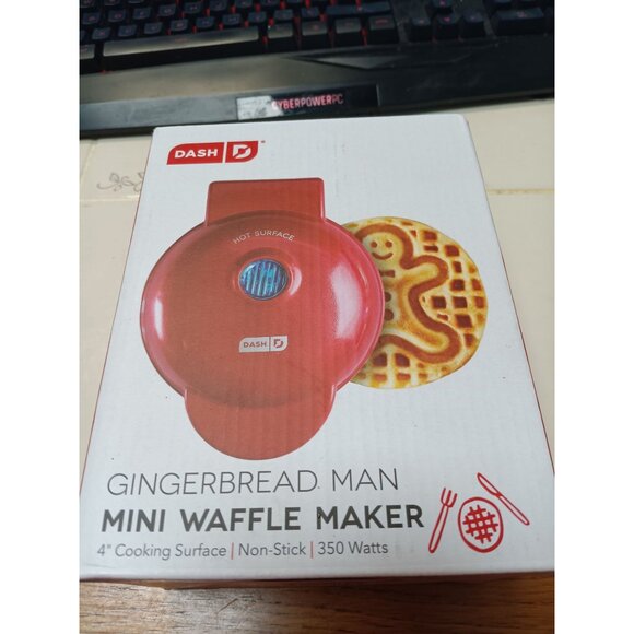 *NEW* Dash Mini 4 inch Red ginger bread man Waffle Maker Electric - Picture 1 of 5